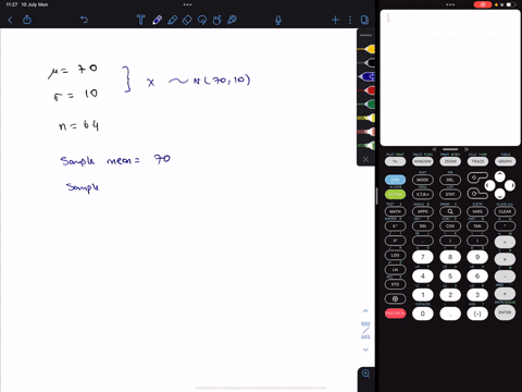 for-a-normally-distributed-population-with-a-mean-of-70-and-a-standard-deviation-of-10-what-is-the-probability-of-obtaining-a-sample-mean-greater-than-m-67-for-a-sample-of-n-64-scores-76203