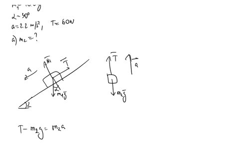 a-block-of-mass-mi-40kg-on-an-inclined-plane-is-connected-by-a-cord-which-runs-over-a-massless-frictionless-pulley-t0-second-hanging-block-of-unknown-mass-mz-as-shown-when-the-system-is-rele-88565