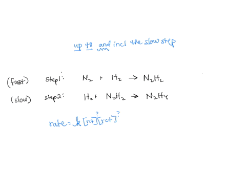the-formation-of-hydrazine-n2h4g-follows-the-proposed-mechanism-step-i-n2-h2-n2h2-step-ii-h2-n2h2-n2h4-if-the-second-step-is-the-slow-step-write-the-rate-law-for-the-overall-reaction-show-yo-58928