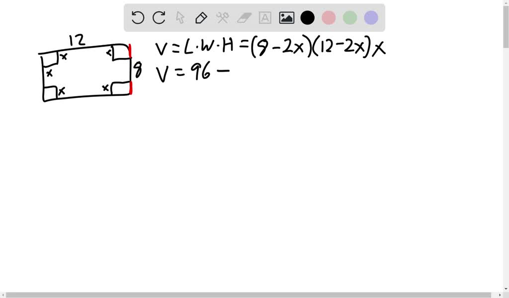 SOLVED Apiece of cardboard measuring 12 inches by inches is formed into an Opentop box by