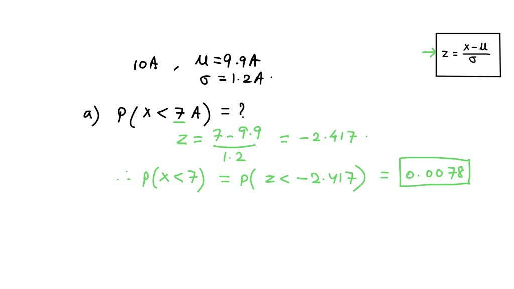 SOLVED 'Samples of 10 A fuses have mean fusing current of 9.9 A and a standard deviation of 1.2
