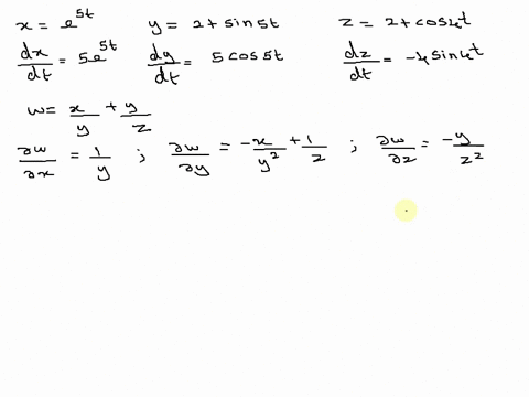 suppose-wxyyzwxyyz-where-xe5t-y2sin3txe5t-y2sin3t-and-z2cos6tz2cos6t-a-use-the-chain-rule-to-find-dwdtdwdt-as-a-function-of-x-y-z-and-t-do-not-rewrite-x-y-and-z-in-terms-of-t-and-do-not-rewr-59248