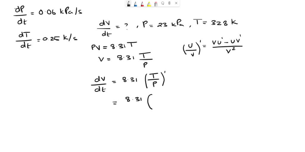 SOLVED: The pressure of 1 mole of an ideal gas is increasing at a rate ...