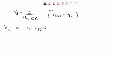 a-copper-wire-of-radius-80-mm-carries-a-constant-current-of-94-ma-find-the-average-drift-velocity-of-the-electrons-if-the-density-of-copper-is-9000-kglm-assuming-one-conduction-electron-per-55991