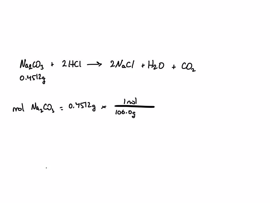 SOLVED A 0.4512g sample of primary standard grade Na2CO3 required 36