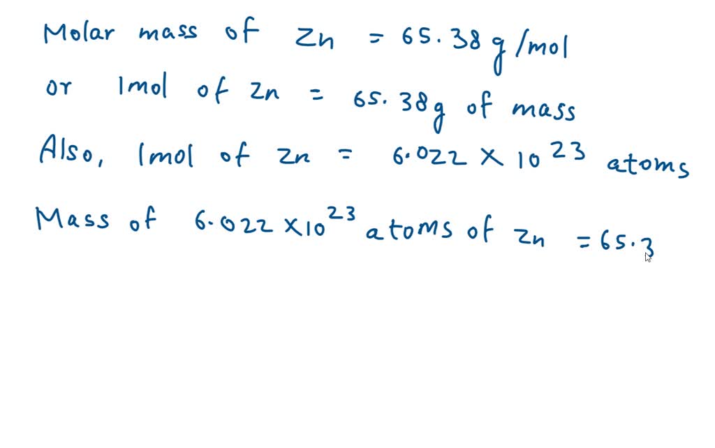 SOLVED: A zinc ring is composed of 7.23 X 1022 atoms. Calculate the ...