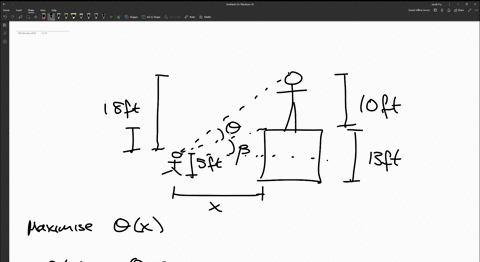 show-illustration-and-solution-a-statue-10-feet-high-is-standing-on-a-base-13-feet-high-if-an-observers-eye-is-5-feetabove-the-ground-how-far-should-he-stand-from-the-base-in-order-that-the-13908