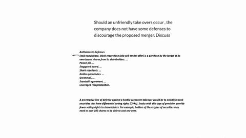should-an-unfriendly-take-overs-occur-the-company-does-not-have-some-defenses-to-discourage-the-proposed-merger-discuss
