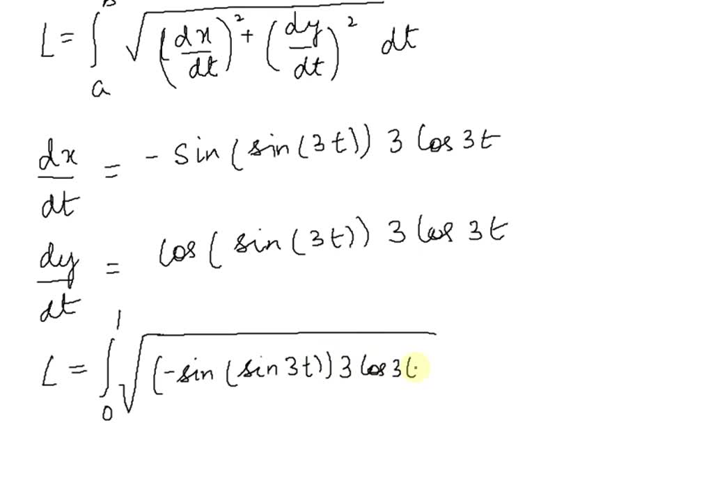 SOLVED: Find the length traced out along the parametric curve x = cos ...