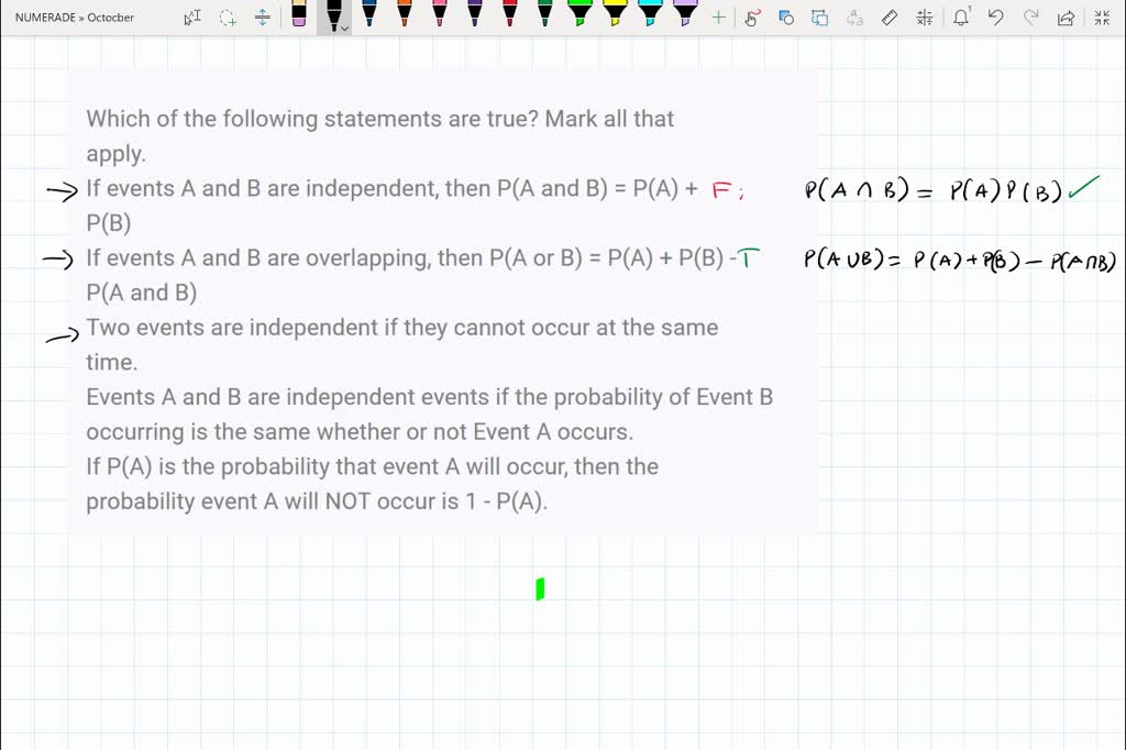 SOLVED: Question 14 Suppose That Two Events And B Are Independent ...