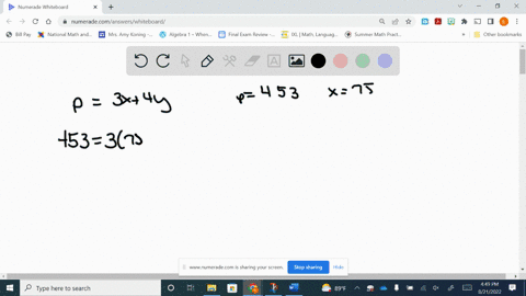 if-the-profit-equation-for-a-small-business-selling-x-number-of-item-one-and-y-number-of-item-two-is-p-3x-4y-fi-d-the-y-value-when-p-453-and-x-75-2