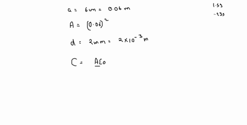 a-parallel-plate-capacitor-has-a-square-plate-of-side-60-cm-and-separated-by-a-distance-of-2-mm-calculate-the-capacitance-of-this-capacitor-if-a-15-v-battery-is-connected-to-the-capacitor-wh-18957