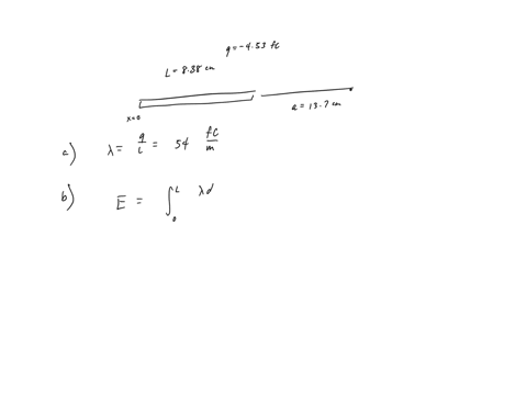 in-the-figure-a-nonconducting-rod-of-length-l-838-cm-has-charge-q-453-fc-uniformly-distributed-along-its-length-a-what-is-the-linear-charge-density-of-the-rod-what-are-the-b-magnitude-and-c-30645