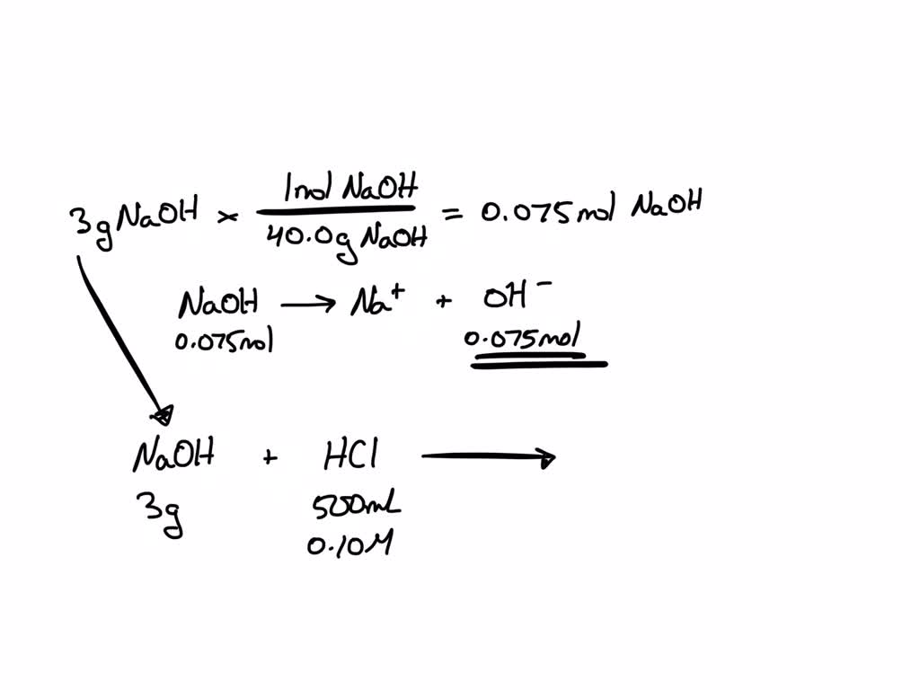 SOLVED: 3 g NaOH are added to 500 mL of 0.10 M HCl. Will the resulting