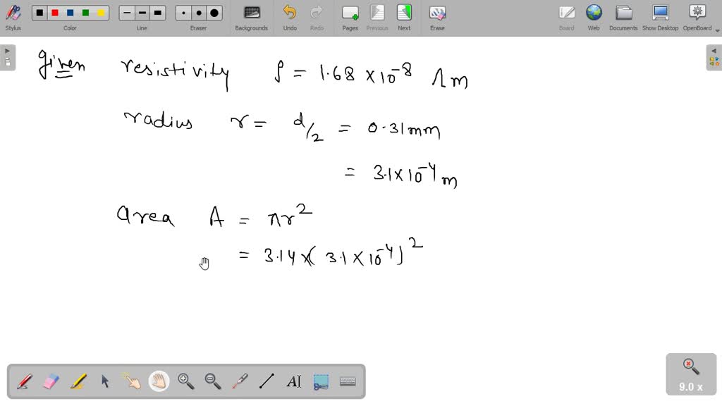 SOLVED A copper wire has diameter 0.5 mm and resistivity of 1.6 × 108