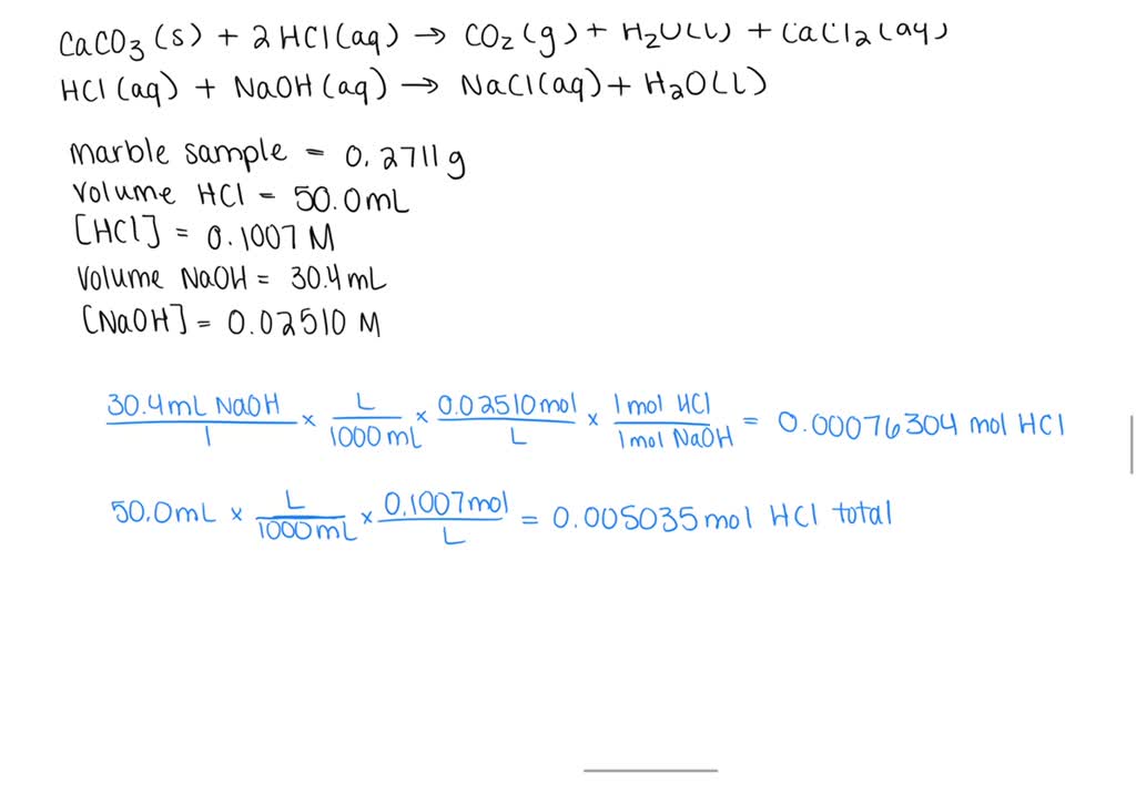 Text Determine the percentage of CaCO3 in the marble sample