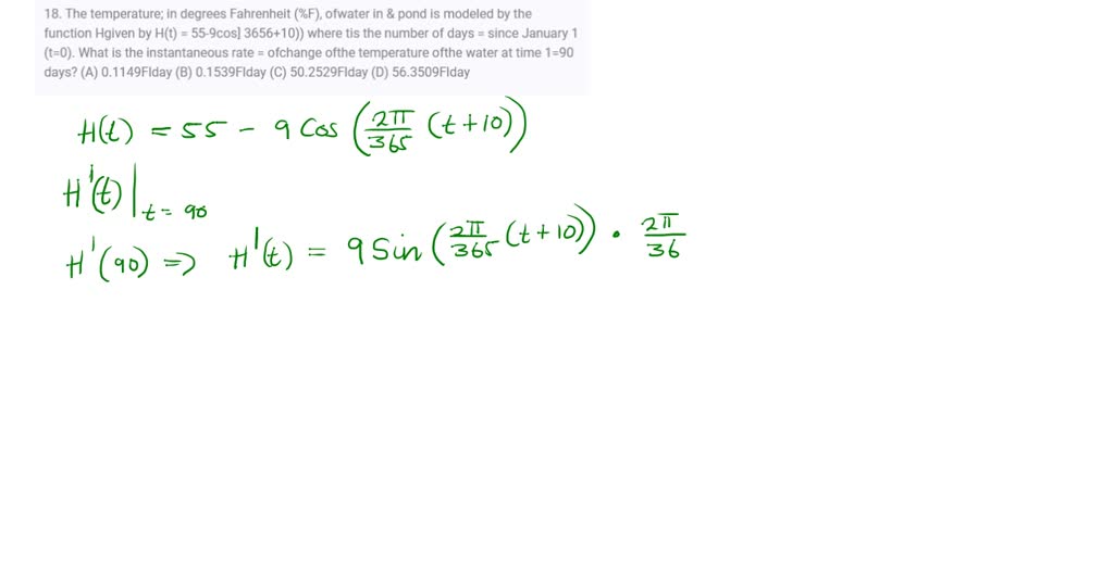 SOLVED 18 The Temperature In Degrees Fahrenheit F Ofwater In 