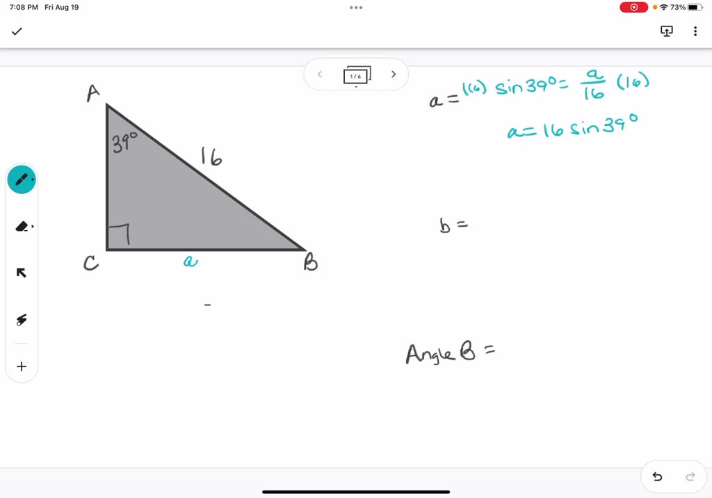 Solved 1 Point Suppose That B And Are The Sides Of Right Triangle Where Side Is Across From 1525