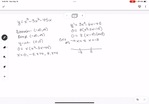 find-domain-intercepts-symmetry-asymptotes-critical-numbers-intervals-of-increase-and-decrease-local-extrema-concavity-inflection-points-and-sketch-the-graph-for-y-x3-3x2-45x-78967