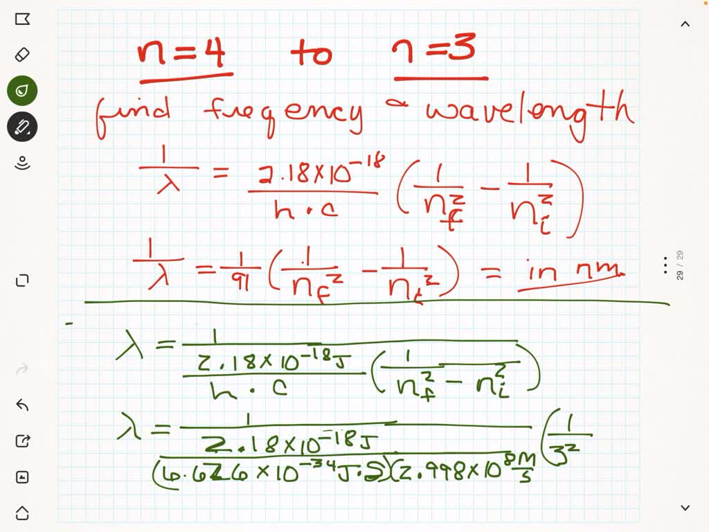 SOLVED: Calculate the frequency (Hz) and wavelength (nm) of the emitted ...