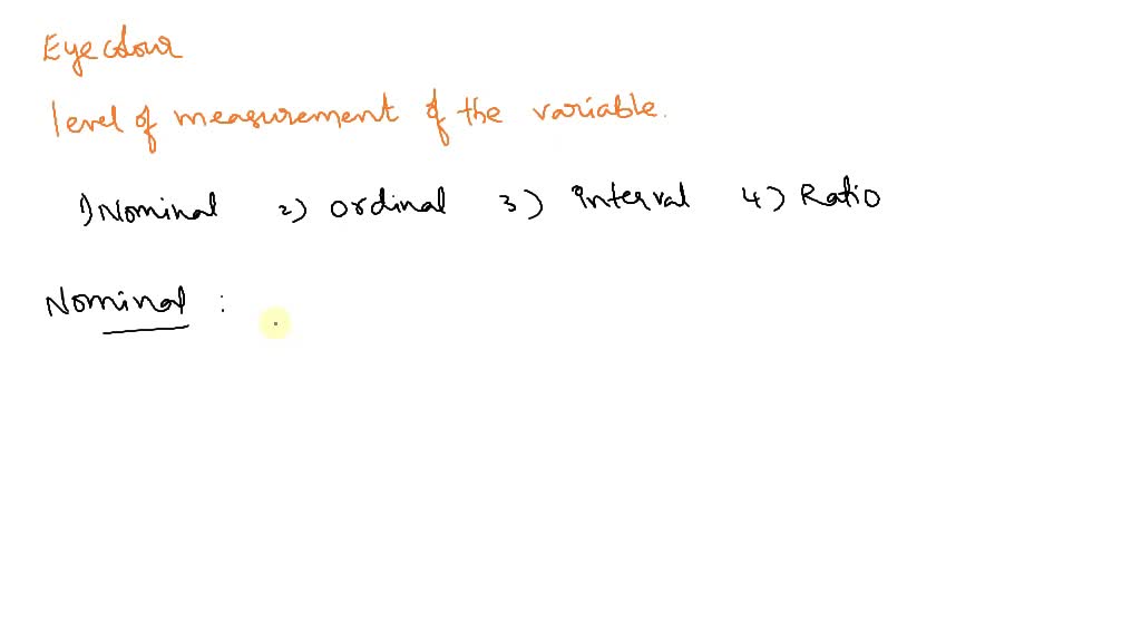SOLVED Determine the level of measurement of the variable below Eye