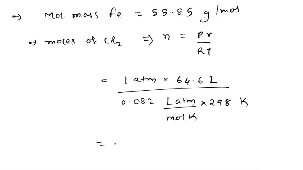 SOLVED How many grams of iron are needed to completely consume 64.6 L