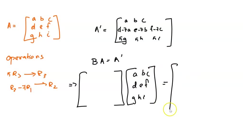 point) Assume that A is matrix with three rows. Find the matrix B such ...