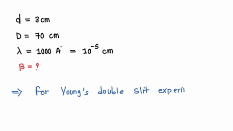 if-in-a-youngs-double-slit-experiment-the-slit-width-is-3-cm-the-separation-between-slits-and-screen-is-70cm-and-wavelength-of-light-is-1000-a-then-fringe-width-will-be-mu-15-a-23-10-3-cm-b-77034