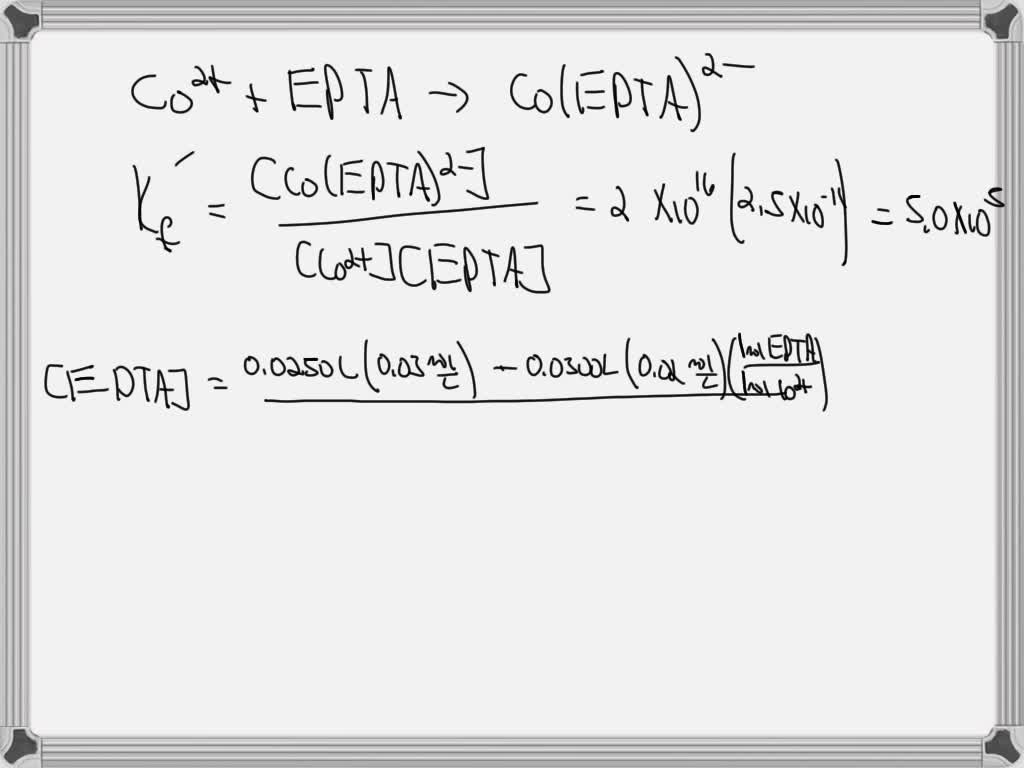 SOLVED: 20. The pCo+ after adding 12.00 mL of 0.02 M EDTA to 25.00 mL ...