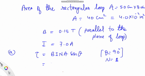 the-plane-of-a-50cm-80cm-rectangular-loop-of-wire-is-parallel-to-a-015-t-magnetic-field-the-loop-carries-a-current-of-70-a-a-what-torque-acts-on-the-loop-b-what-is-the-magnetic-moment-of-the-30613