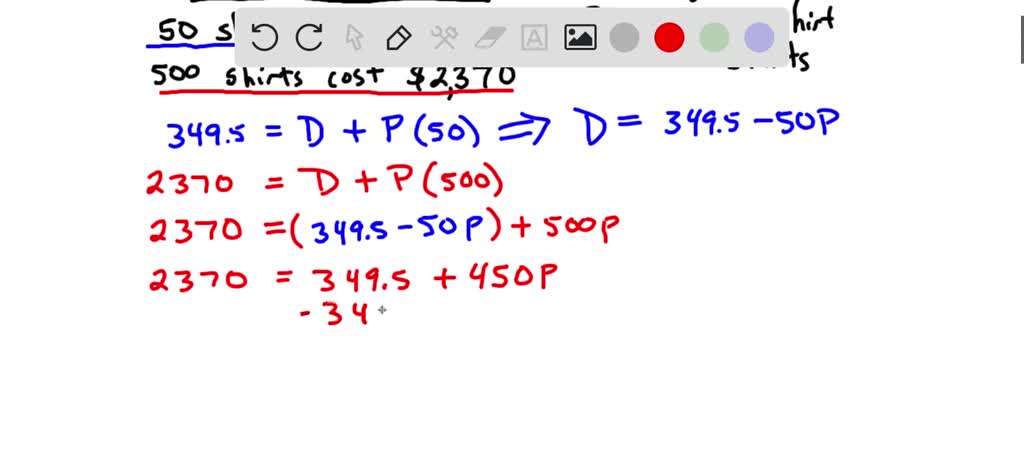 SOLVED The total cost of an order of shirts from a company