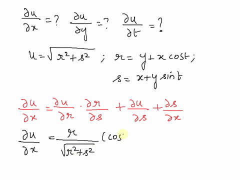 use-the-chain-rule-to-find-the-indicated-partial-derivatives-u-sqrt-r2-s2-r-y-x-cost-s-x-y-sint-u-x-u-y-u-t-when-x-1-y-2-t-0-u-x-u-y-u-t-61007