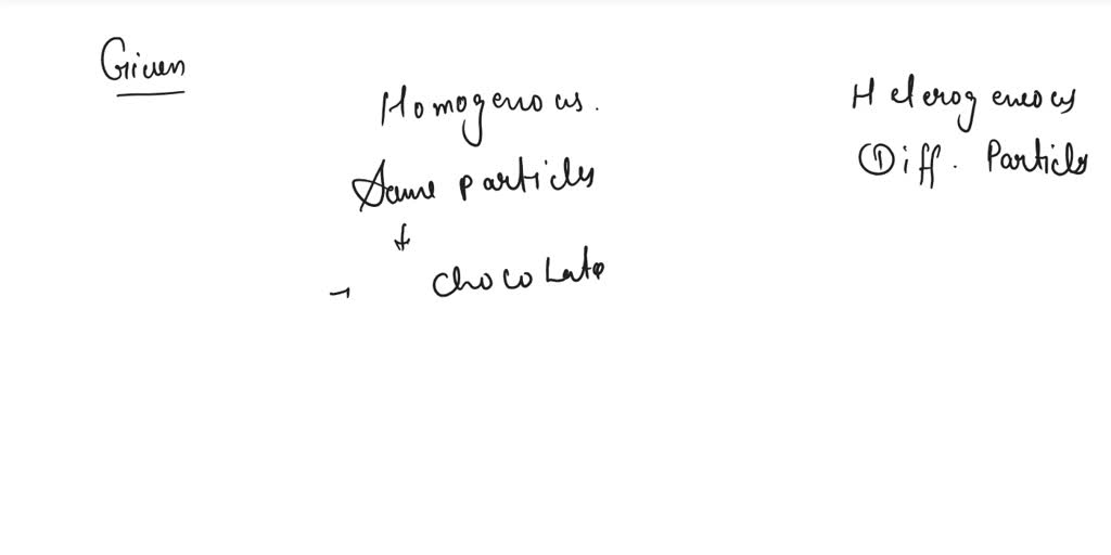 SOLVED Determine if the following mixtures are homogeneous or heterogeneous. Directions