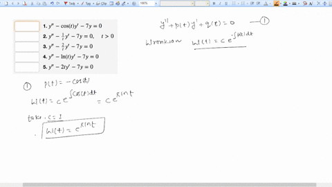 6-points-match-the-second-order-linear-equations-with-the-wronskian-of-one-of-their-fundamental-solution-sets-1-y-costy-_-ty-0-2y-_-iy-_-ty-0-t-0-3y-_-y-_-ty-0-4y-inty-ty-0-5yi-_-2ty-ty-0-a-73566