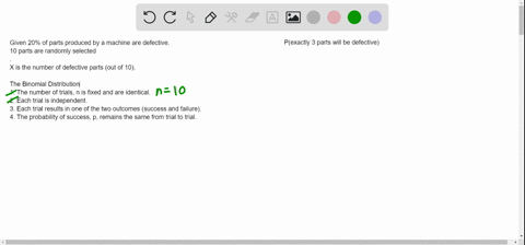 twenty-percent-of-the-parts-produced-by-a-machine-are-defective-ten-parts-are-selected-at-random-define-the-random-variable-x-to-be-the-number-of-defective-parts-what-is-the-probability-that-47428