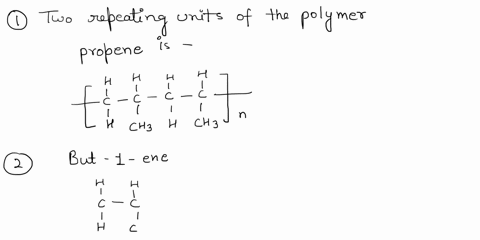(iv) Complete the diagram to show a section of poly(propene). [2]
