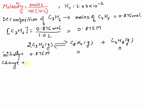 at-a-particular-temperature-cyhog-decomposes-to-produce-czhag-and-cahalg-the-equilibrium-constant-for-the-reaction-is-k-503-10-at-300k-k-in-an-experiment-0875-mol-of-czhalg-is-placed-in-seal-10176