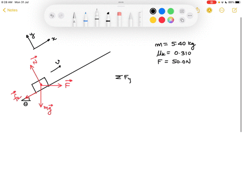 question-a-540-kg-block-is-sent-sliding-up-a-plane-inclined-at-370-while-a-horizontal-force-of-magnitude-500-n-acts-on-it-the-coefficient-of-kinetic-friction-between-block-and-plane-is-0310-47152