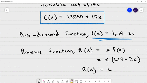 the-unit-cost-in-dollars-to-produce-tubs-of-ice-cream-is-15-and-the-fixed-cost-is-19050-the-price-demand-function-in-dollars-per-tub-is-px4192x-find-the-cost-function-cx________-find-the-rev-98167