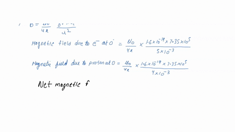 an-electron-and-a-proton-are-each-moving-at-735-mathrmkm-mathrms-in-perpendicular-paths-as-shown-in-93877