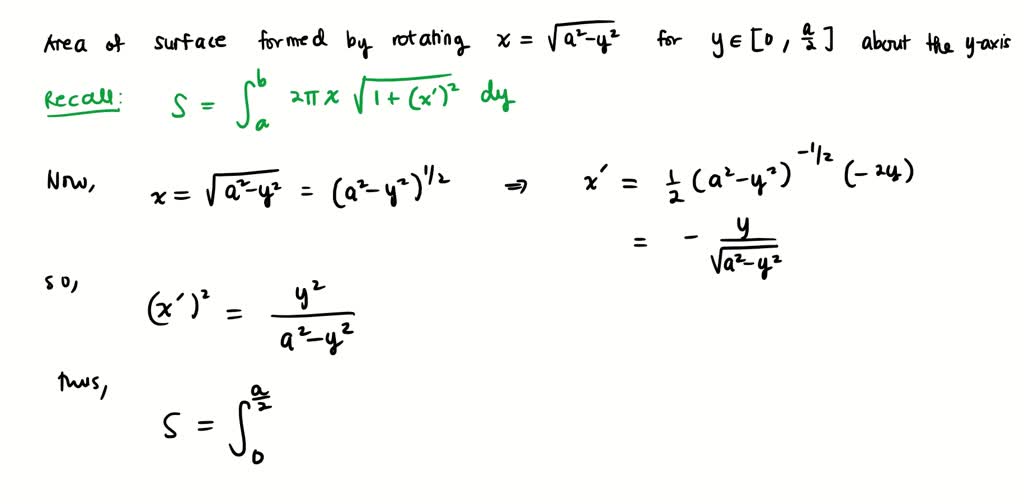 SOLVED: The given curve is rotated about the y-axis. Find the area of ...