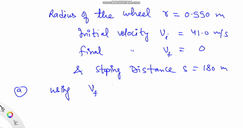 a-wheel-of-radius-0550-m-which-is-moving-initially-at-410-ms-rolls-to-a-stop-in-180-m-a-calculate-the-magnitude-of-its-linear-acceleration-ms2-b-calculate-the-magnitude-of-its-angular-accele-72008