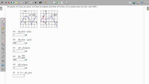 the-graphs-of-f-and-g-are-given-use-them-to-evaluate-each-limit-if-it-exists-if-an-answer-does-not-exist-enter-dne-yfk-y-9x-lim-fx-gx-b-lim-fx-gx-x-dne-lim-fxgx-im-dne-e-x2fx-f-1-lim-gx-need-44662