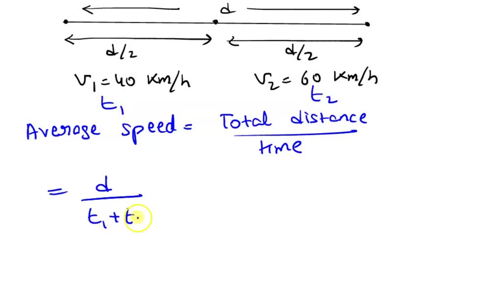 SOLVED A car covers the first half of the distance between two places at a speed of 40kmh?1 and