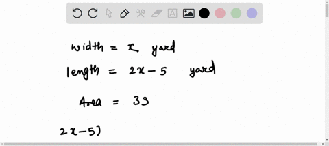the-length-of-a-rectangle-is-5-yd-less-than-twice-the-width-and-the-area-of-the-rectangle-is-33-yd2-find-the-dimensions-of-the-rectangle-14178
