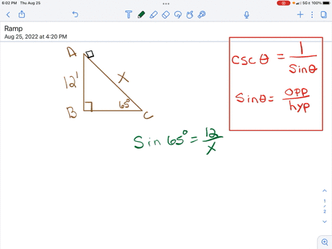 the-picture-below-shows-a-box-sliding-down-a-ramp-a-right-triangle-abc-has-measure-of-angle-abc-equal-to-90-degrees-and-measure-of-angle-acb-equal-to-65-degrees-the-length-of-ab-is-12-feet-w-88655