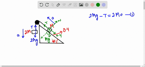 in-the-figure-shown-the-coefficient-of-kinetic-friction-between-the-block-and-the-incline-040what-is-the-magnitude-of-the-acceleration-of-the-suspended-block-as-it-falls-disregard-any-pulley-82469