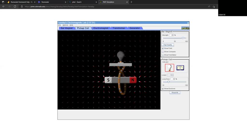 SOLVED PART D TRANSFORMER 1. Run the PhET sim, "Faraday's