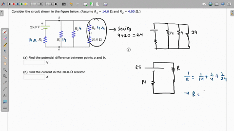 consider-the-circuit-shown-in-the-figure-below-assume-r1-140-0-and-rz-400-0-250-v-ri-r-200-a-find-the-potential-difference-between-points-a-and-b-b-find-the-current-in-the-200-02-resistor-59309