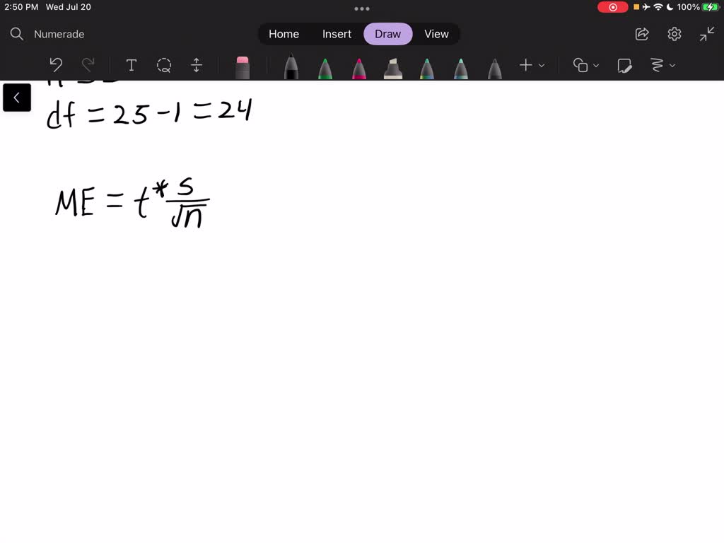 Solved find the margin of error for the given values of c and c 0 95